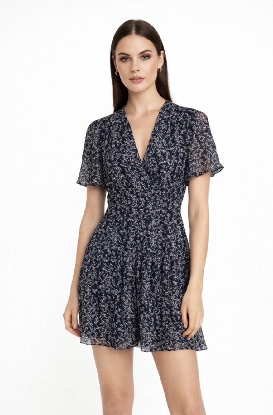 Equipment Lisle Silk Floral Mini Dress Sky Diver Tiered Romantic Cottagecore 4